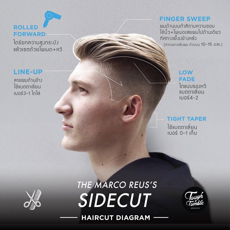 corte masculino marco reus sidecut no JJ Cabeleireiros