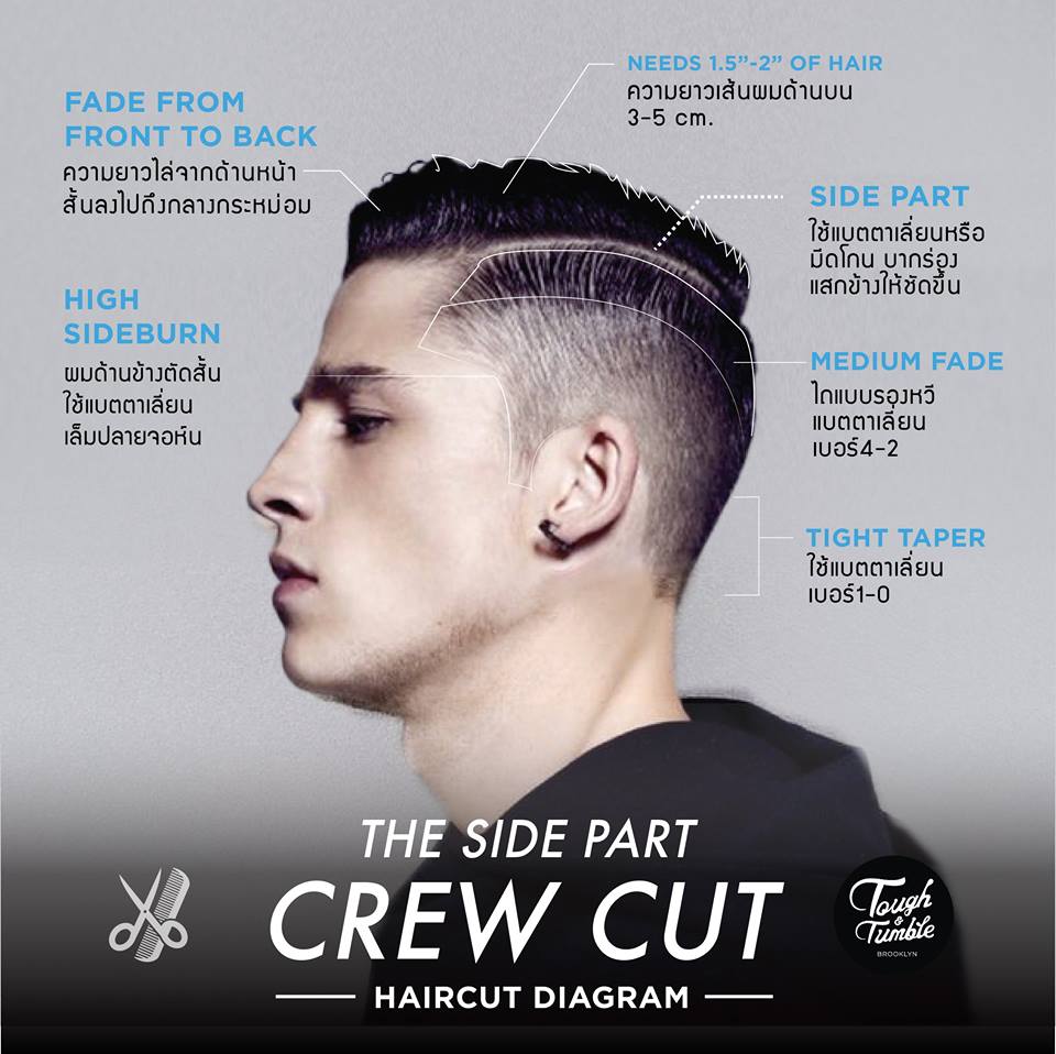 corte masculino side part crew cut no JJ Cabeleireiros
