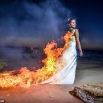 Uma noiva pegando fogo